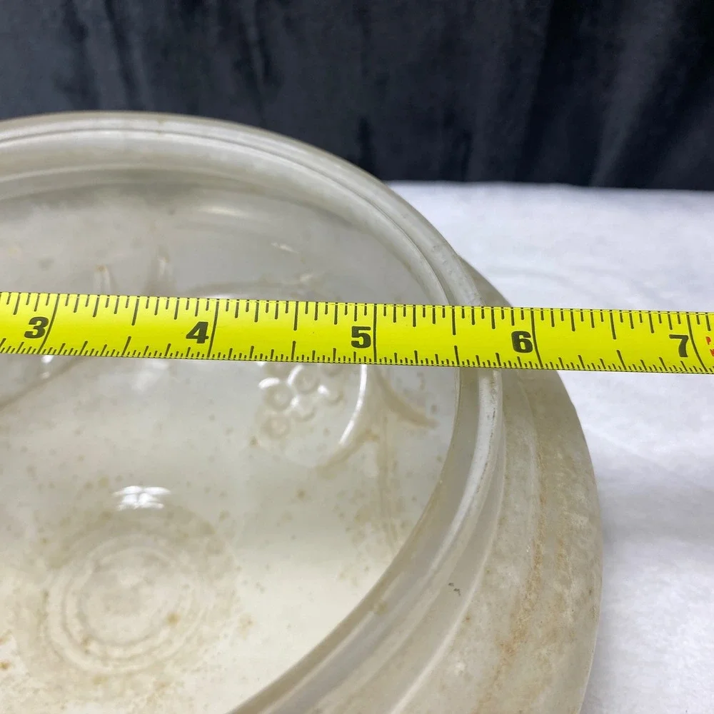 Vintage MCM Frosted Glass Dome Embossed Grapes Vine Light Fixture Cover‎ Globe